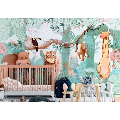 Mural Infantil Reunião de Animais ANIM536 2