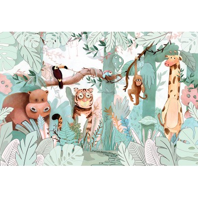 Mural Infantil Reunião de Animais ANIM536 Mural Infantil Reunião de Animais ANIM536