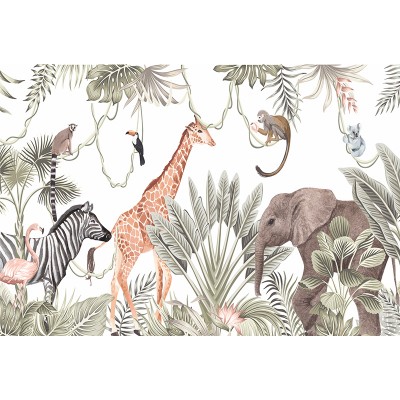 Mural Infantil Aventura na Selva ANIM539 Mural Infantil Aventura na Selva ANIM539