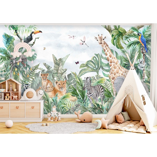 Mural Infantil Jungla Verda ANIM546 Mural Infantil Jungla Verda ANIM546