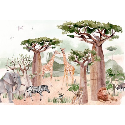 Papel pintado infantil animales de safari - Safari World 127435