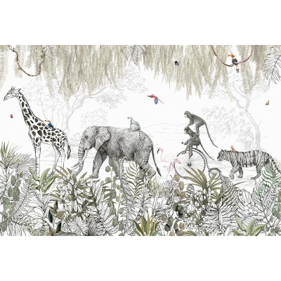 Mural Infantil Passarela de Animais ANIM559 Mural Infantil Passarela de Animais ANIM559