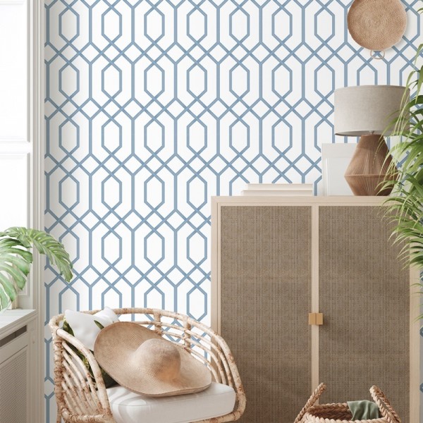 Paper pintat geomètric blau