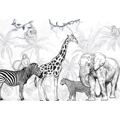 Mural Infantil Selva Preto e Branco ANIM563
