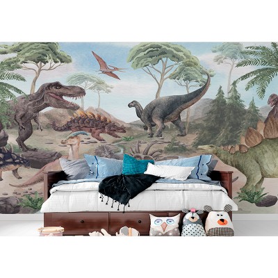 Mural Infantil Dinossauros Aquarela ANIM566 2
