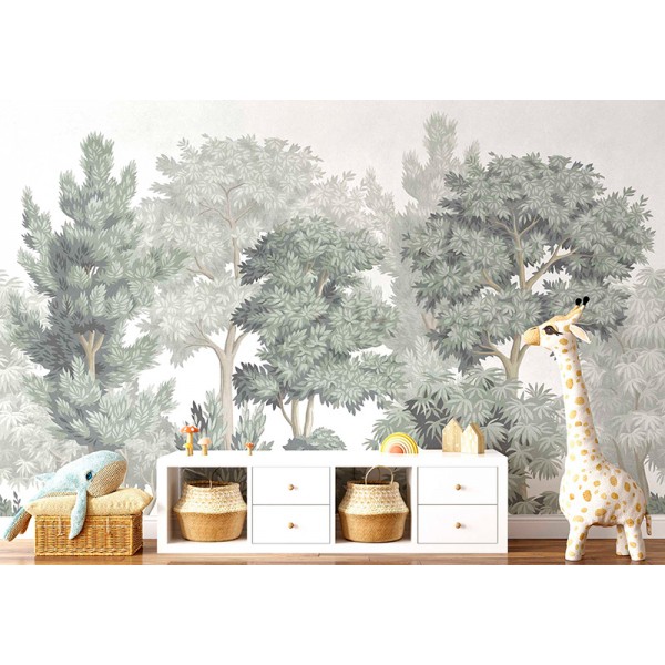 Mural Infantil Bosque Frondoso ANIM570 Mural Infantil Bosque Frondoso ANIM570