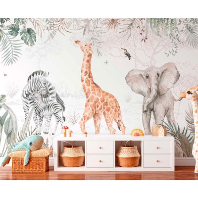 Mural Infantil Selva de Tendresa ANIM572 Mural Infantil Selva de Tendresa ANIM572