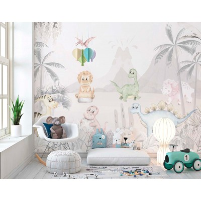Mural Infantil Dinos Engraçados ANIM581 Mural Infantil Dinos Engraçados ANIM581