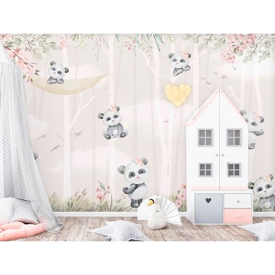 Mural Infantil Pandas Amorosas ANIM583 2