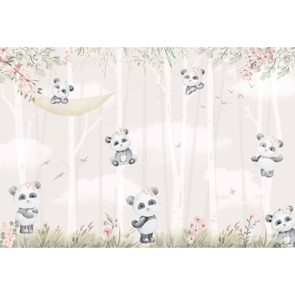 Mural Infantil Pandas Amorosas ANIM583