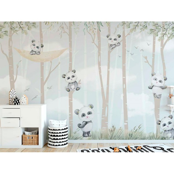 Mural Infantil Pandas Divertidos ANIM584