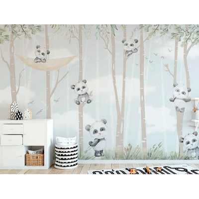 Mural Infantil Pandas Divertidos ANIM584