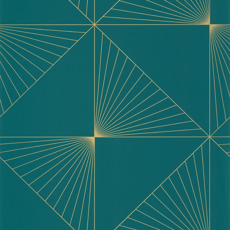 Papel de parede geométrico azul verde água com ouro metálico ONLY BLUE  ONB_10266_60_28