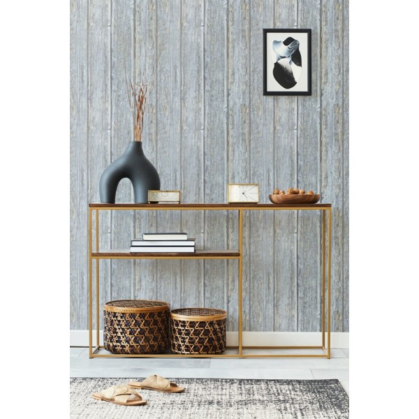 Papel pintado Madera Vintage Azul