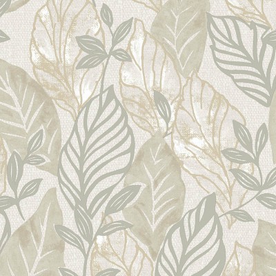 Papel de parede de plantas com grandes folhas bege, alta qualidade Cvlto de Parato Papel de parede de plantas com grandes folhas bege, alta qualidade Cvlto de Parato