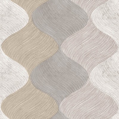 Papel de parede com ondas cor cinza e bege, Cvlto de Parato 21111