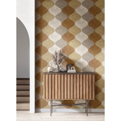 Papel pintado con ondas de color gris, marrón y beige, Cvlto de Parato 21112 2
