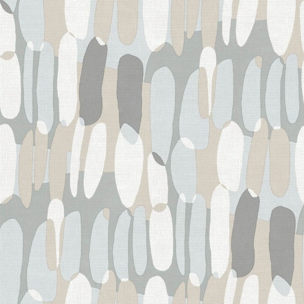 Papel pintado abstracto con círculos irregulares de color gris, beige y blanco, Cvlto de Parato 21136