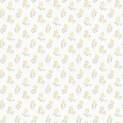 Paper pintat fulles petites de color groc i gris amb fons blanc