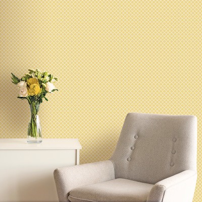Papel pintado geométrico con arabescos de color amarillo y blanco Papel pintado geométrico con arabescos de color amarillo y blanco