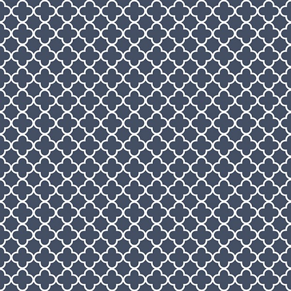 Paper pintat geométric arabesc color blau fosc i blanc