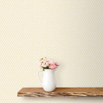 Papel pintado geométrico desgastado de color amarillo y blanco 2