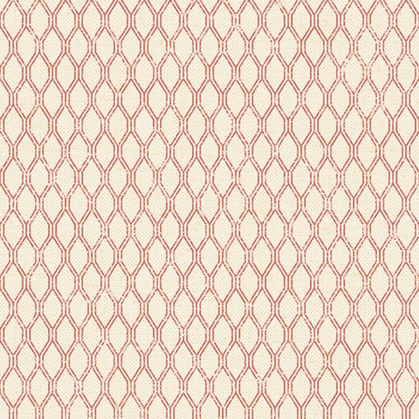 Papel de parede geométrico envelhecido cor vermelho com fundo creme.