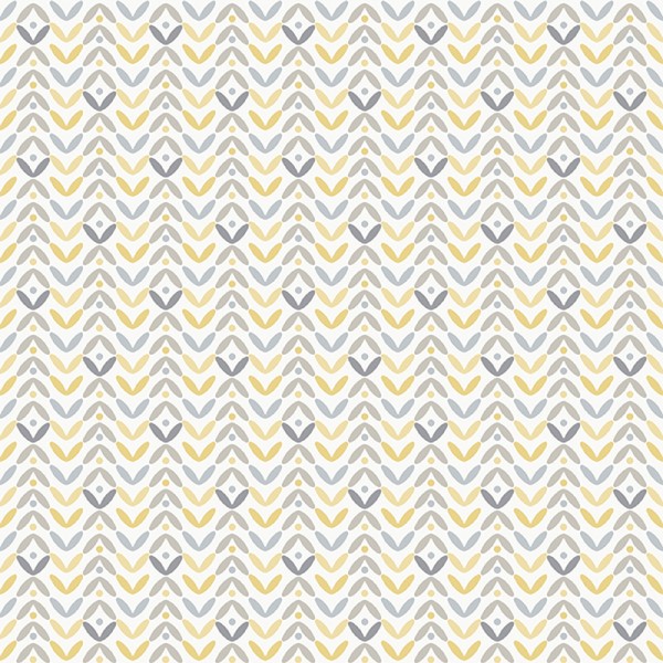 Papel pintado nórdico color gris claro y amarillo con fondo blanco roto
