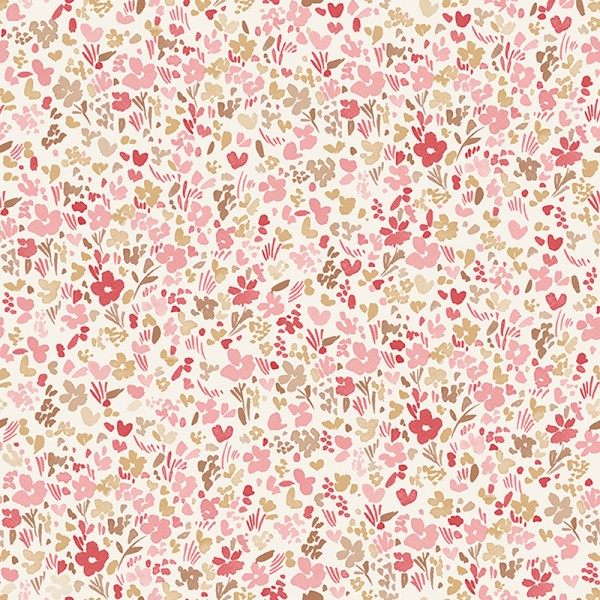 papel de parede com flores pequenas cor magenta com fundo branco