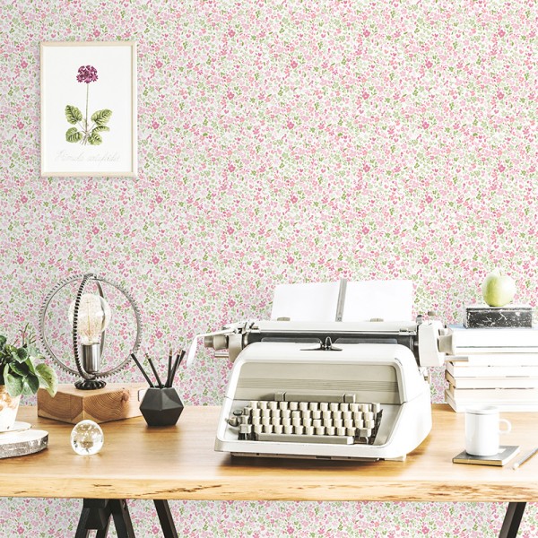 papel de parede com flores pequenas cor rosa e verde com fundo branco papel de parede com flores pequenas cor rosa e verde com fundo branco