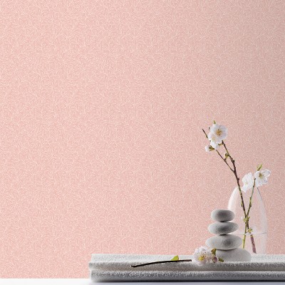 papel de parede com folhas cor rosa e branco