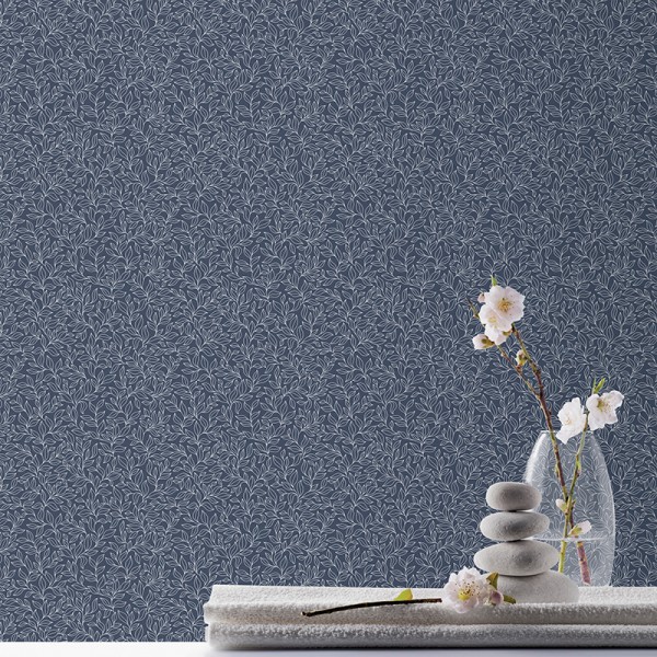 papel de parede com folhas cor azul escuro e branco. papel de parede com folhas cor azul escuro e branco.