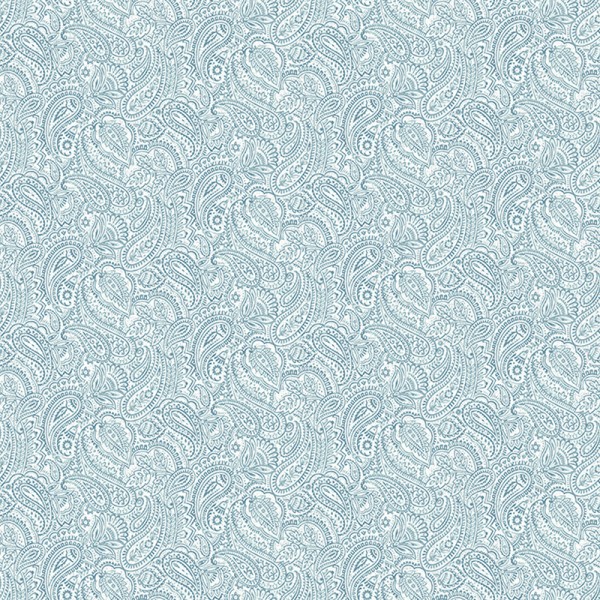 papel de parede cachemir floral cor azul com fundo branco