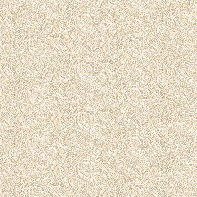 papel pintado motivo cachemir floral de color beige con fondo blanco.