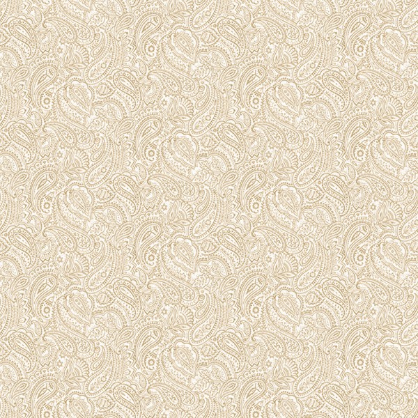 papel de parede cachemir floral cor bege com fundo branco.