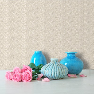 paper pintat motiu cachemir floral de color beix amb un fons blanc 2