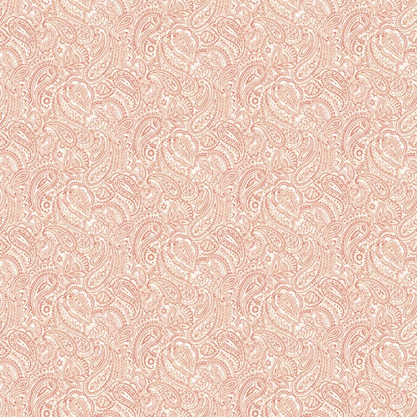 papel pintado motivo cachemir floral de color rojo con fondo blanco.