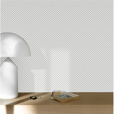 papel de parede com flor d elis cor preto e cinza escuro com fundo branco. 2