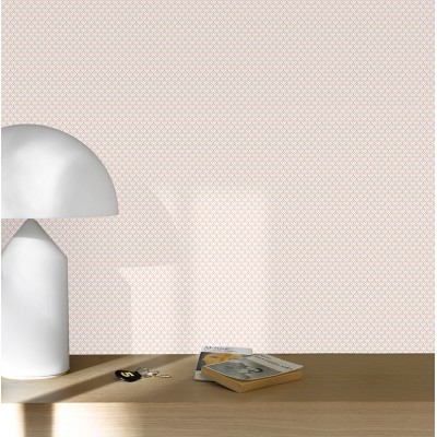papel de parede com flor de lis cor rosa e verde claro com fundo branco 2