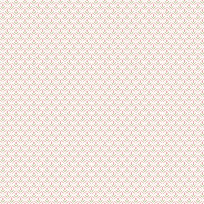 papel de parede com flor de lis cor rosa e verde claro com fundo branco