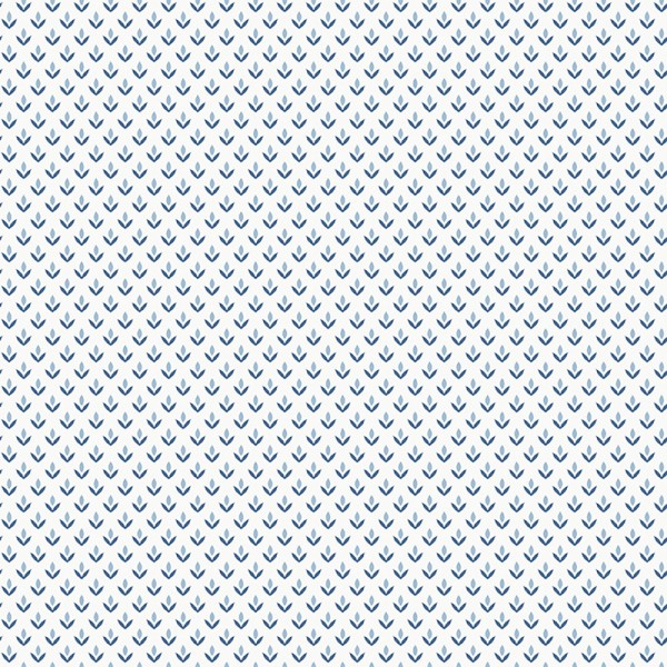 paper pintat amb flor de lis de color blau fosc i blau clar amb fons blanc.