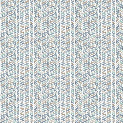 papel pintado estilo étnico con espigas de color azul.