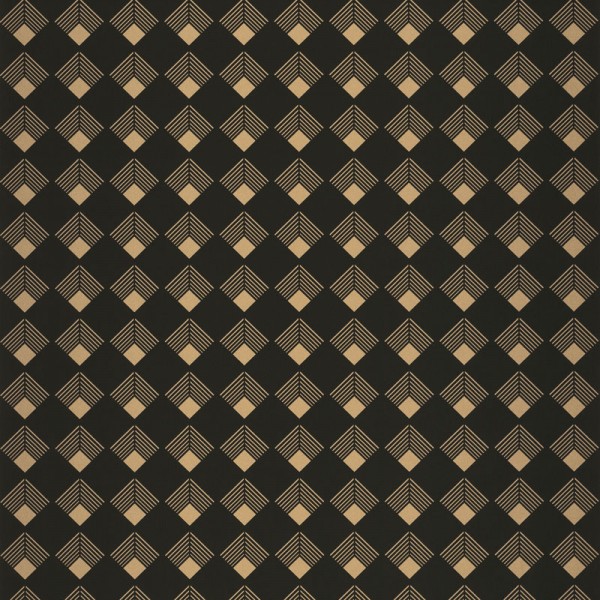 papel de parede art deco losangos de ouro metálico e fundo preto
