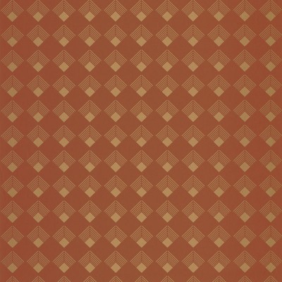 papel pintado art deco con rombos dorados y un fondo color terracota