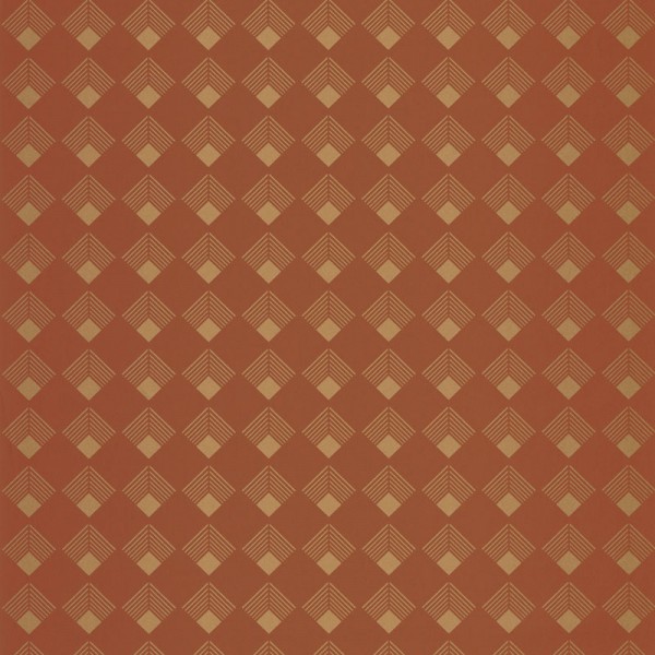 papel de parede art deco losangos de ouro metálico e fundo terracota