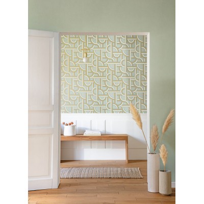 Papel pintado vinílico liso color VERDE MINT de la colección Labyrinth de Caselio 2
