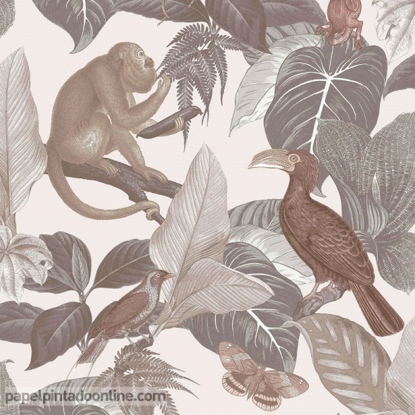 Papel de parede por metros natureza tropical animais ML18501