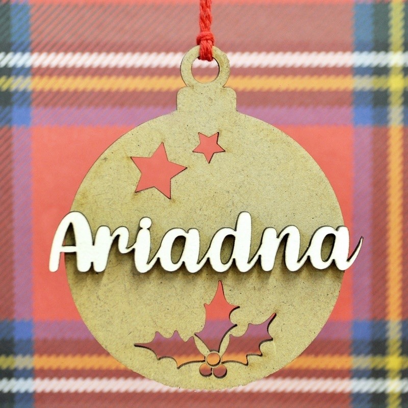 Bola de natal personalizada com nome folha azevinho Bola de natal personalizada com nome folha azevinho