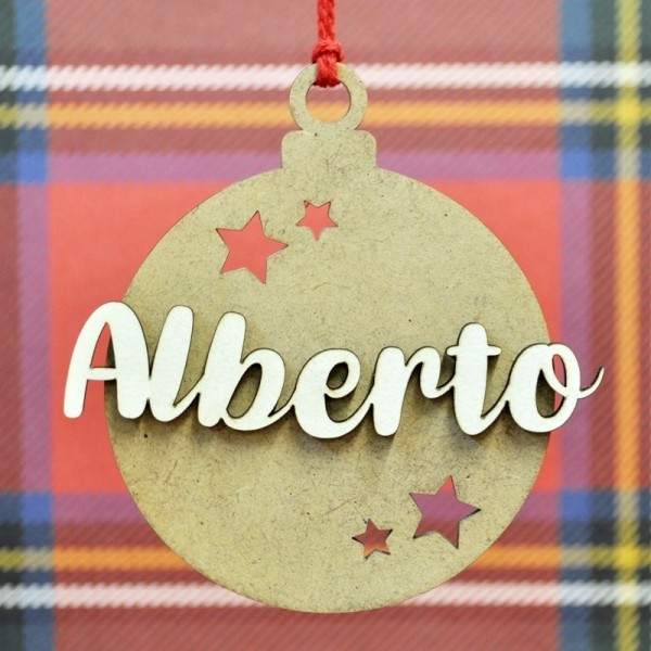 Bola de Natal personalizada com nome estrelas BN203