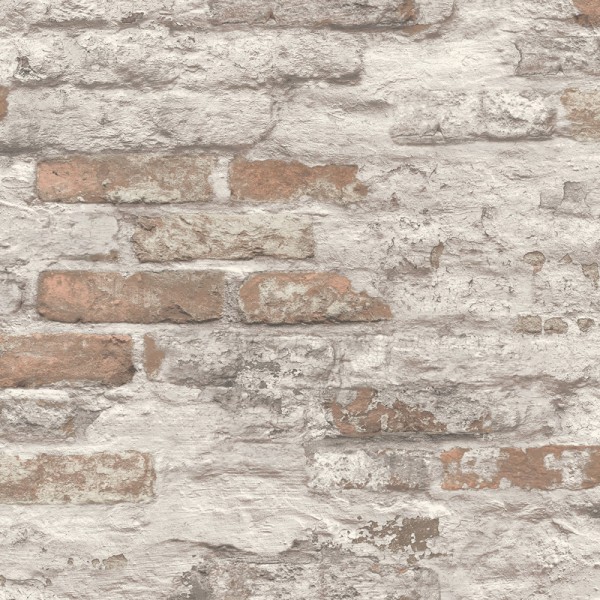 papel de parede tijolo desgastado marrom com uma camada de concreto desgastado cinza claro